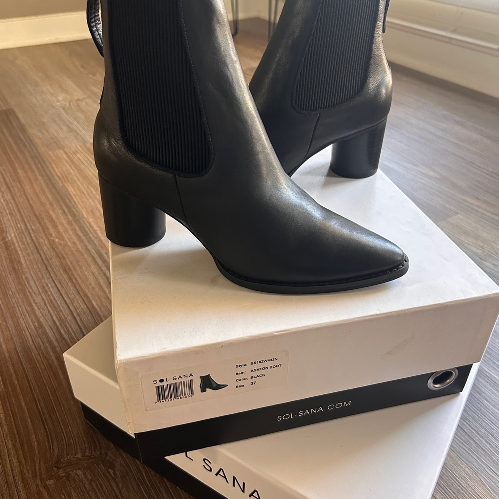 Sol Sana Black Heeled Boots
